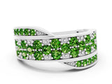 White gold Pavé Round Peridot Crossover Band with Bead Prong Setting_6