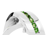 White gold Pavé Round Peridot Crossover Band with Channel Setting_10