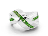 White gold Pavé Round Peridot Crossover Band with Channel Setting_6
