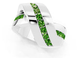 White gold Pavé Round Peridot Crossover Band with Channel Setting_7
