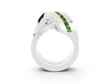White gold Pavé Round Peridot Crossover Band with Channel Setting_9