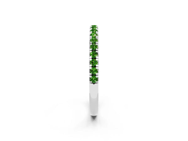 Sterling Silver Round Peridot Slim Pave Half Eternity Band with Shared Prongs