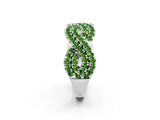 White gold Pavé Round Peridot Infinity Twist Band with Shared Prong Setting_14