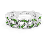White gold Pavé Round Peridot Interlocking Eternity Band with Bezel Prong Setting_6