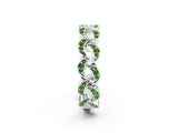White gold Pavé Round Peridot Interlocking Eternity Band with Bezel Prong Setting_8