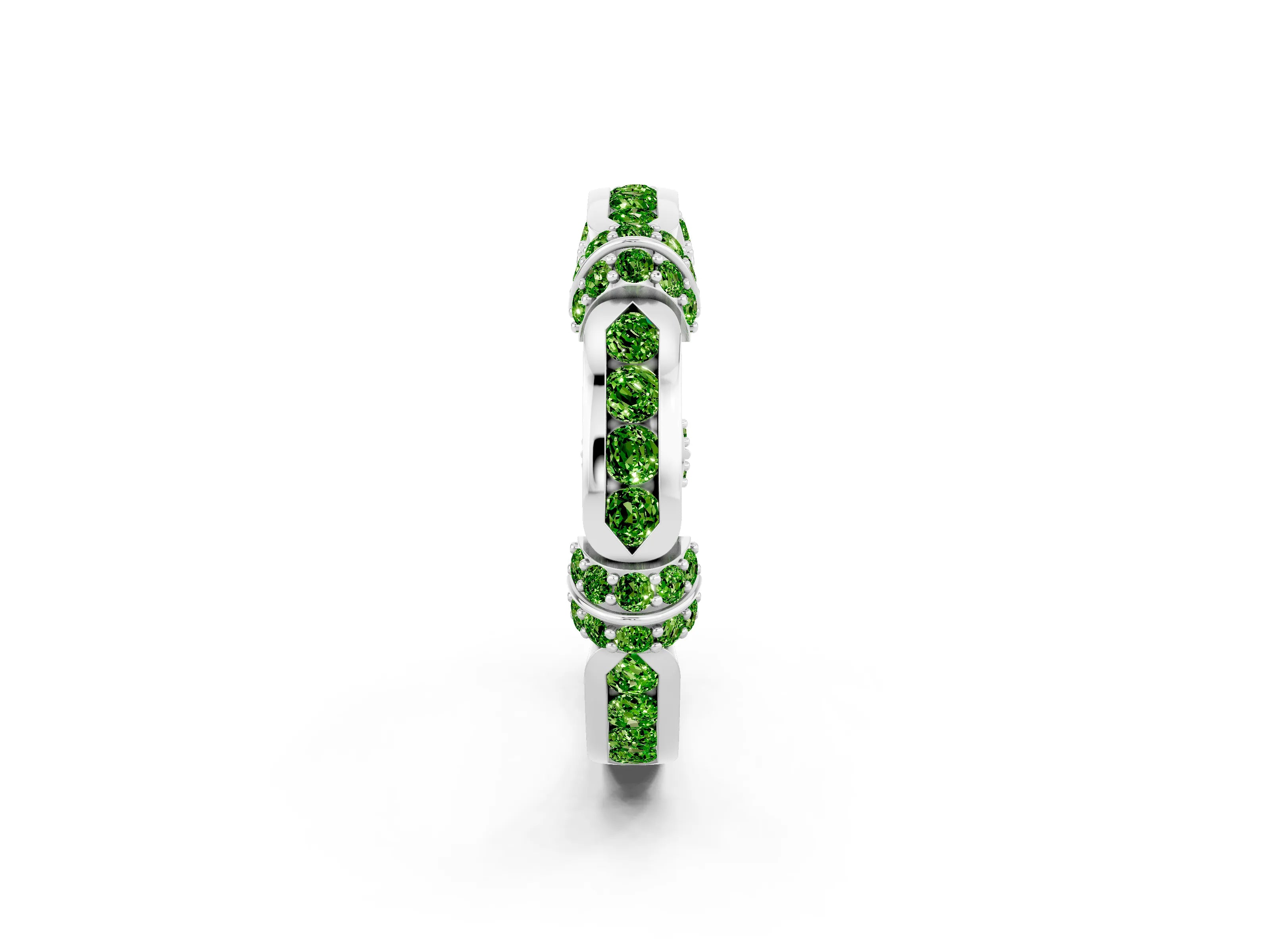 White gold Pavé Round Peridot Link Band with Bezel Setting_20