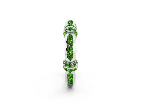 White gold Pavé Round Peridot Link Band with Bezel Setting_20