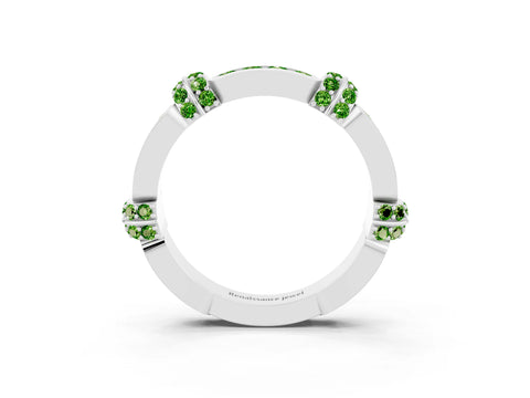 White gold Pavé Round Peridot Link Band with Bezel Setting_21