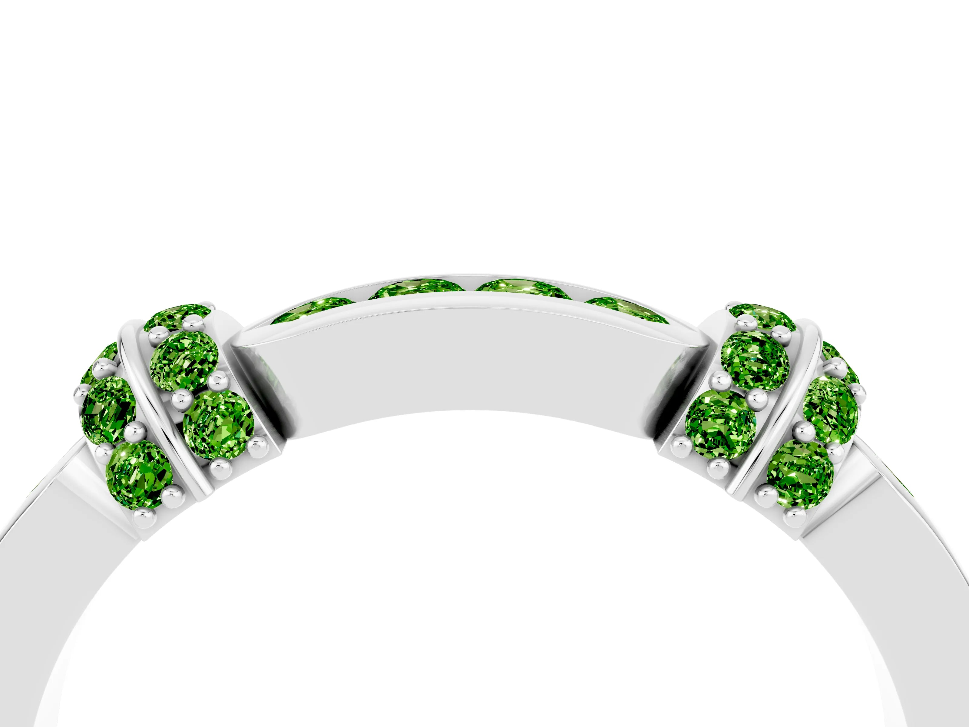 White gold Pavé Round Peridot Link Band with Bezel Setting_22