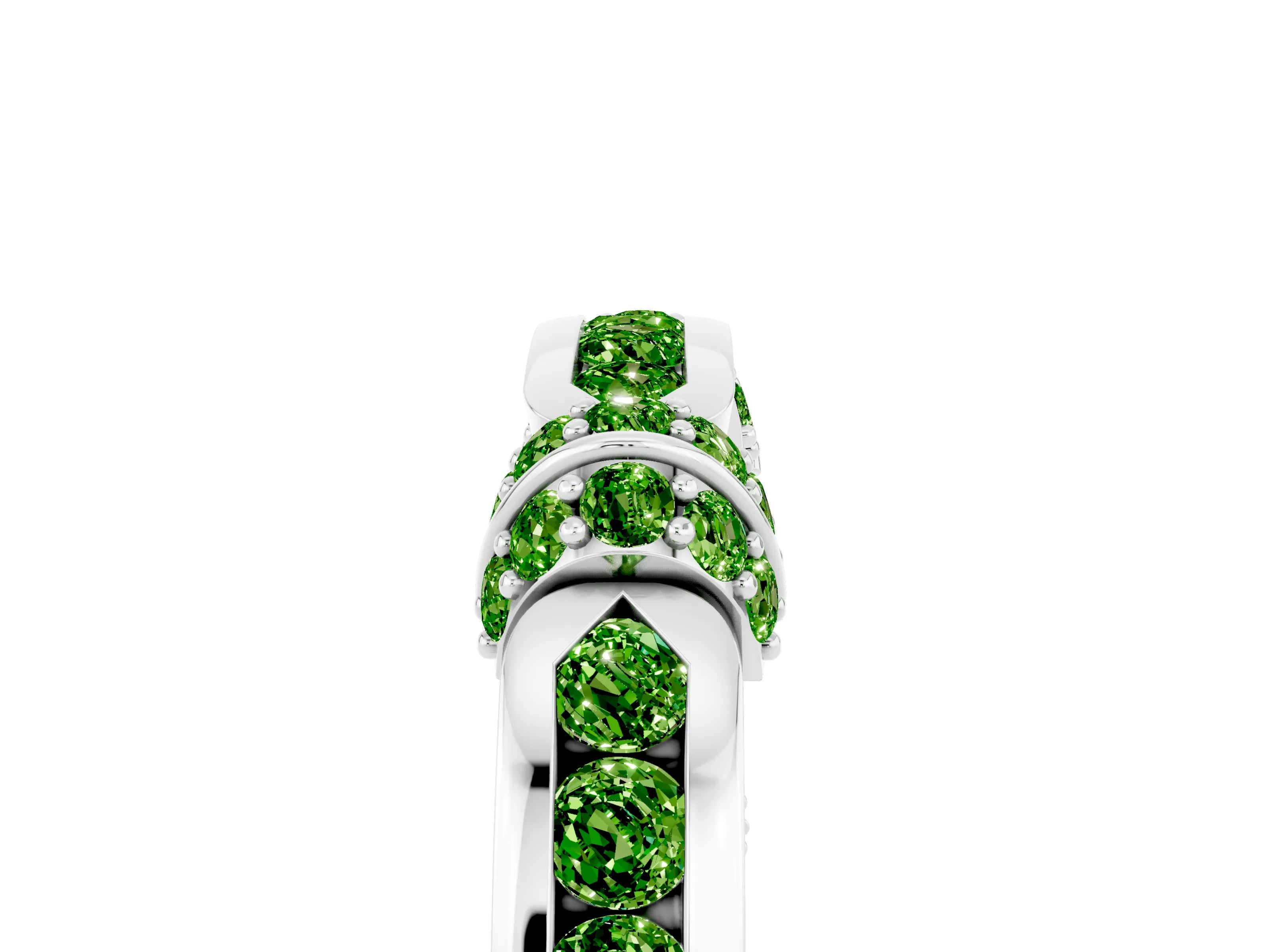 White gold Pavé Round Peridot Link Band with Bezel Setting_23