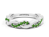 White gold Pavé Round Peridot Twist Eternity Band with Shared Prong Setting_54