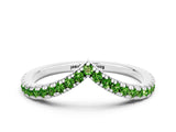 White gold Pavé Round Peridot V-Shaped Chevron Band with Shared Prong Setting_6