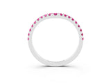 White gold Pavé Round Pink Sapphire Chevron Band with Shared Prong Setting_21