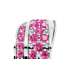 White gold Pavé Round Pink Sapphire Crossover Band with Bead Prong Setting_11