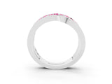 White gold Pavé Round Pink Sapphire Crossover Band with Bead Prong Setting_9