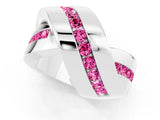 White gold Pavé Round Pink Sapphire Crossover Band with Channel Setting_19