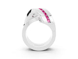 White gold Pavé Round Pink Sapphire Crossover Band with Channel Setting_21