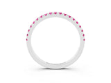 White gold Pavé Round Pink Sapphire Half Eternity Band with Shared Prong Setting_21