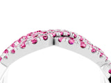 White gold Pavé Round Pink Sapphire Infinity Twist Band with Shared Prong Setting_10