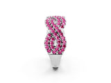 White gold Pavé Round Pink Sapphire Infinity Twist Band with Shared Prong Setting_12