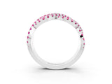 White gold Pavé Round Pink Sapphire Infinity Twist Band with Shared Prong Setting_9