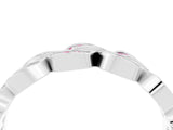 White gold Pavé Round Pink Sapphire Interlocking Eternity Band with Bezel Prong Setting_10