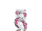 White gold Pavé Round Pink Sapphire Interlocking Eternity Band with Bezel Prong Setting_11
