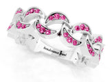 White gold Pavé Round Pink Sapphire Interlocking Eternity Band with Bezel Prong Setting_7