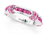 White gold Pavé Round Pink Sapphire Link Band with Bezel Setting_19