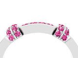 White gold Pavé Round Pink Sapphire Link Band with Bezel Setting_22
