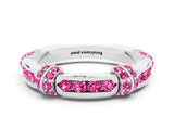 White gold Pavé Round Pink Sapphire Link Band with Bezel Setting_30