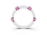 White gold Pavé Round Pink Sapphire Link Band with Bezel Setting_33