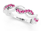 White gold Pavé Round Pink Sapphire Twist Eternity Band with Shared Prong Setting_51