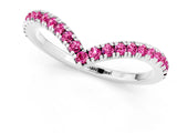 White gold Pavé Round Pink Sapphire V-Shaped Chevron Band with Shared Prong Setting_19