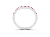 White gold Pavé Round Pink Sapphire V-Shaped Chevron Band with Shared Prong Setting_21