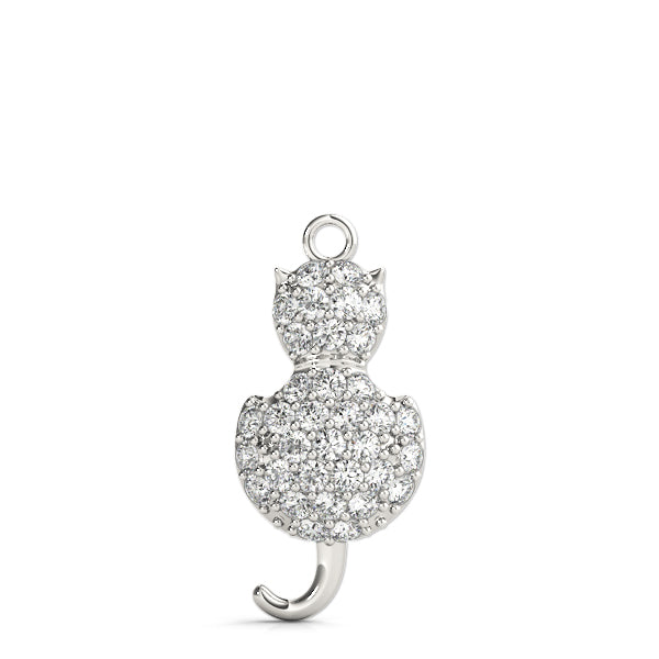 White gold Pavé Round Prong Set Cat Pendant