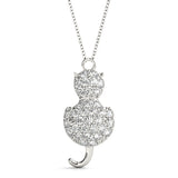 White gold Pavé Round Prong Set Cat Pendant