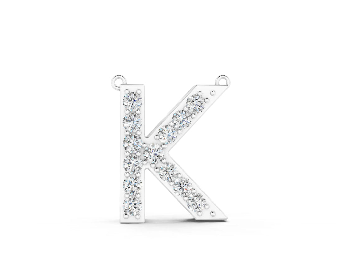 White gold Pavé Round Prong Set Initial Pendant_17