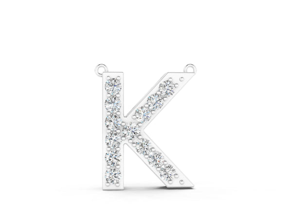 Silver Pavé Round Prong Set Initial Pendant