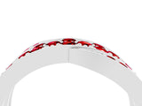 White gold Pavé Round Ruby Crossover Band with Bead Prong Setting_10