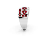 White gold Pavé Round Ruby Crossover Band with Bead Prong Setting_8