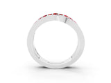 White gold Pavé Round Ruby Crossover Band with Bead Prong Setting_9