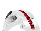 White gold Pavé Round Ruby Crossover Band with Channel Setting_10