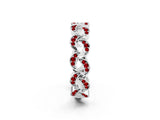White gold Pavé Round Ruby Interlocking Eternity Band with Bezel Prong Setting_8