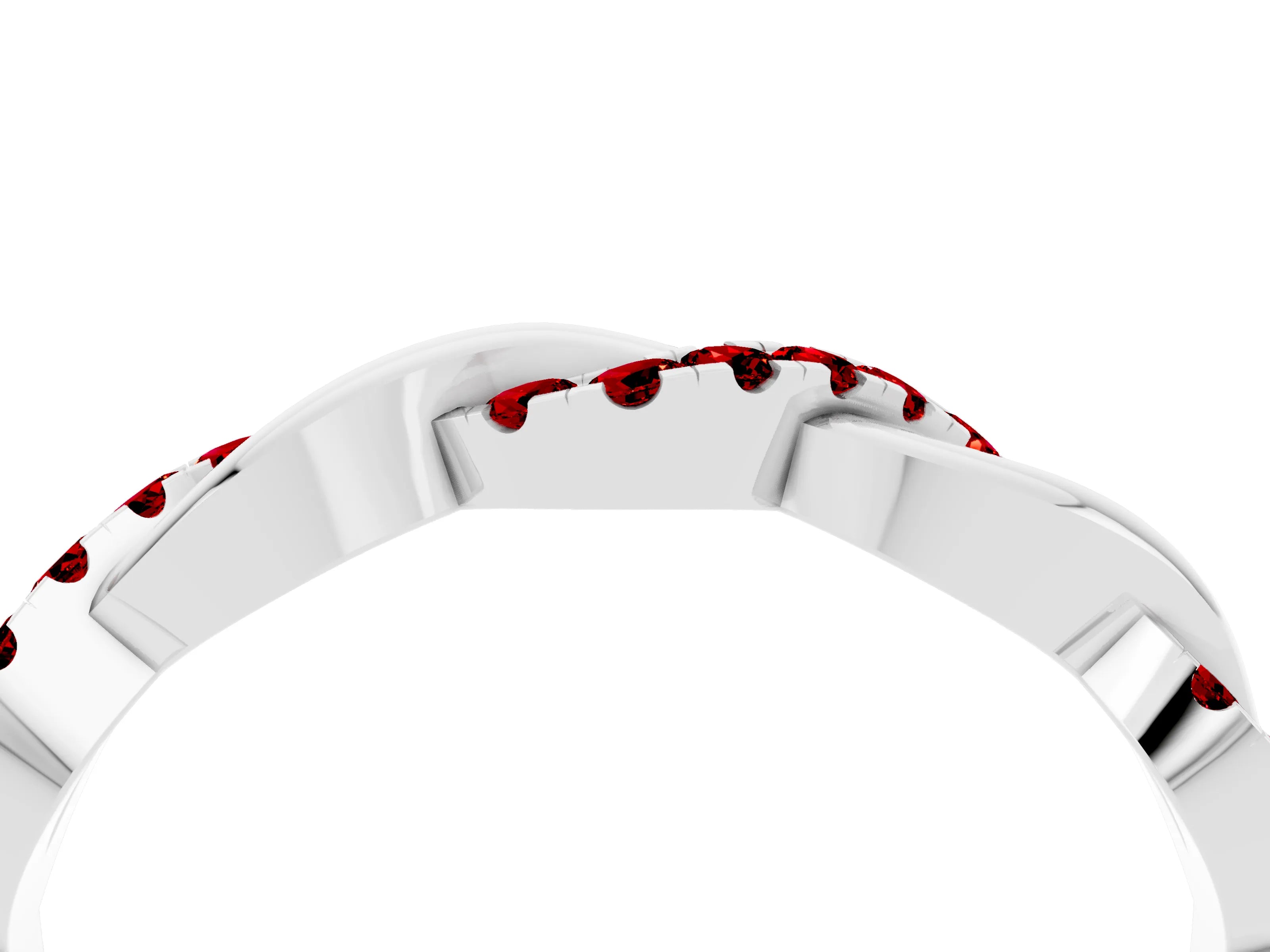 White gold Pavé Round Ruby Twist Eternity Band with Shared Prong Setting_10