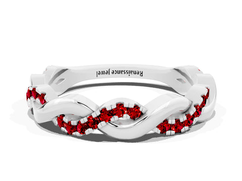 White gold Pavé Round Ruby Twist Eternity Band with Shared Prong Setting_6