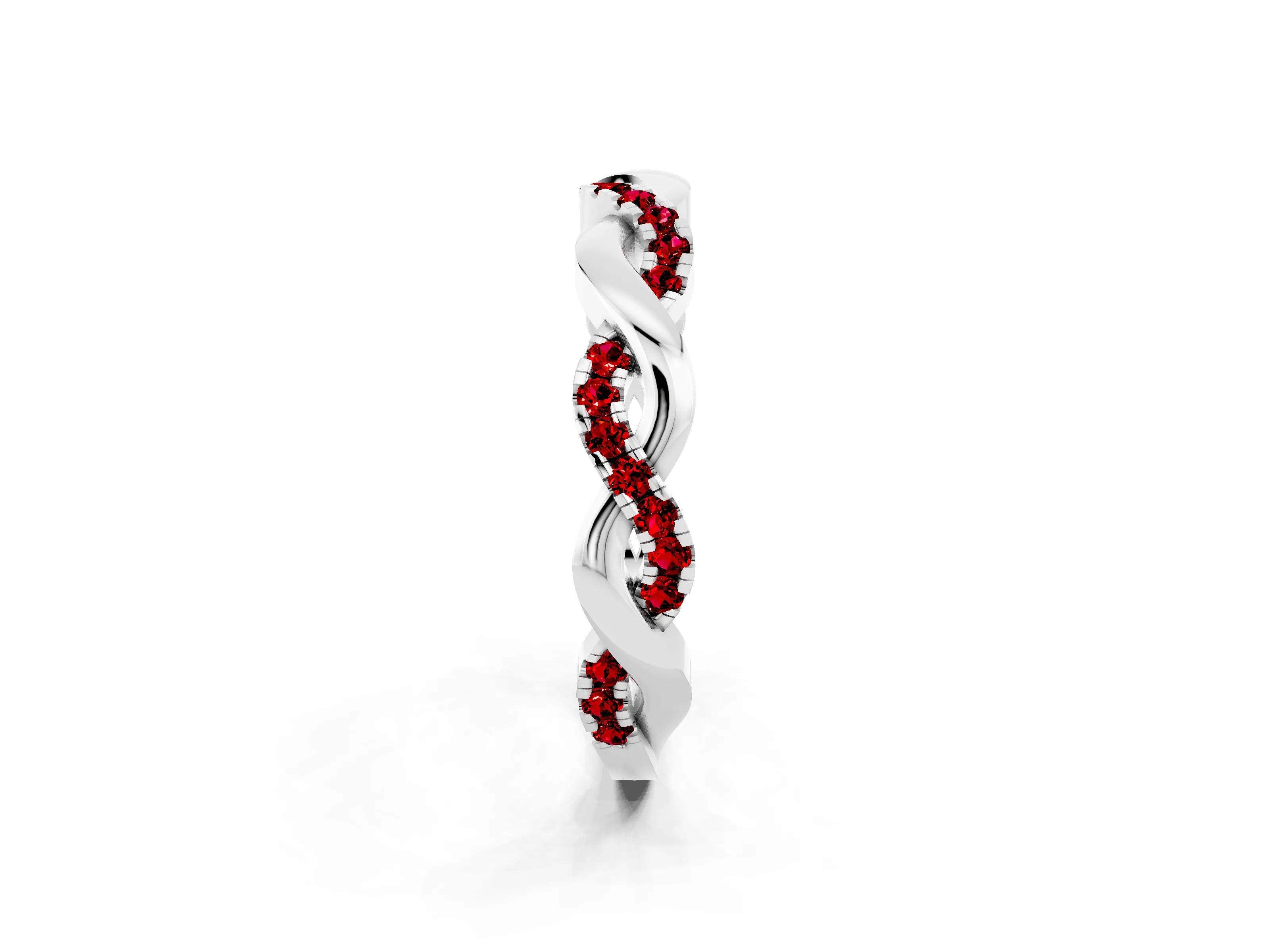 White gold Pavé Round Ruby Twist Eternity Band with Shared Prong Setting_8