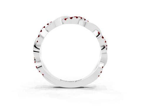 White gold Pavé Round Ruby Twist Eternity Band with Shared Prong Setting_9