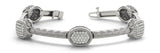 White gold Pavé Round Stone Braided Band Bezel Prong Bracelet