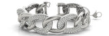 White gold Pavé Round Stone Chain Link Bracelet with Heart Clasp